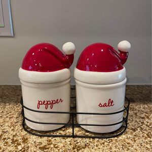 large christmas santa hat salt and pepper set